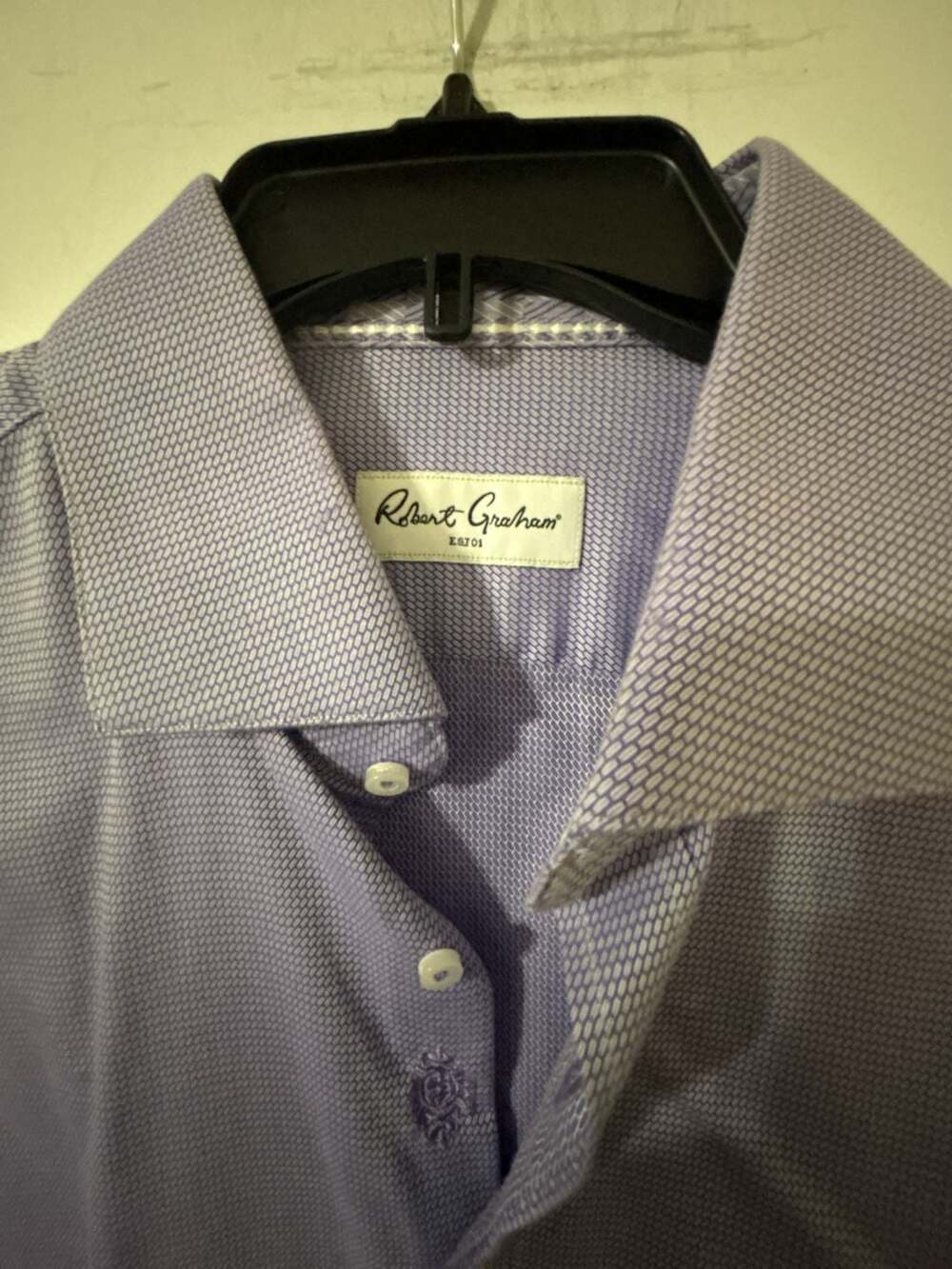 Robert Graham Dress Shirt Purple Geometric Long Sleeve Button Up